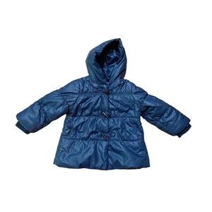 Mayoral Toddler Girl Lightweight Puffer Jacket Size 18M Navy Blue Hood EXCELLENT